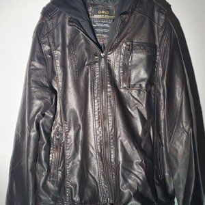POINT ZERO Leather Jacket Gold Edition XL Brown